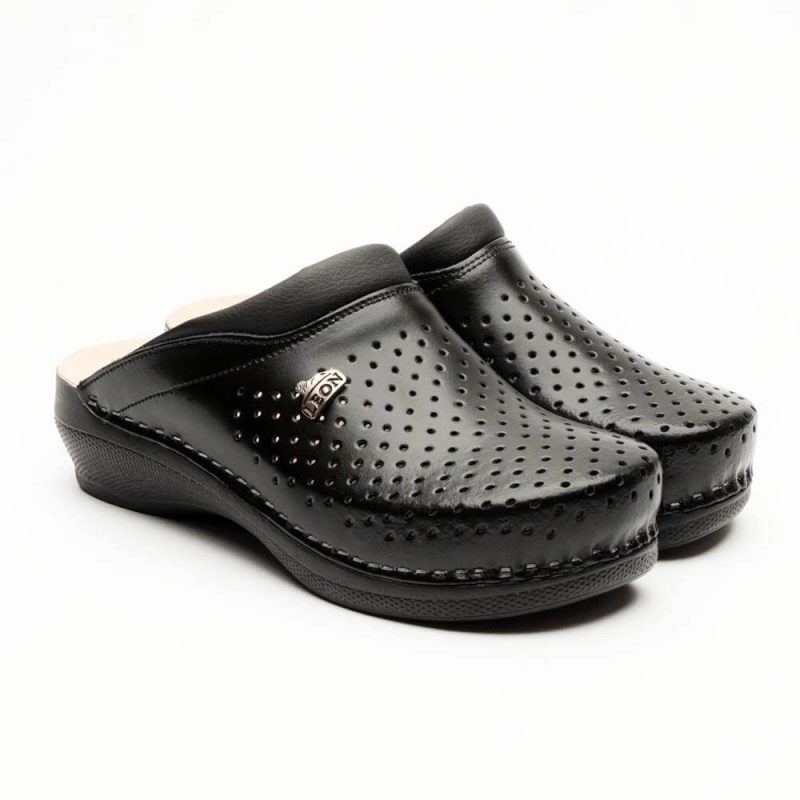 Saboti medicali, unisex, din piele, negru, Leon PU100 42