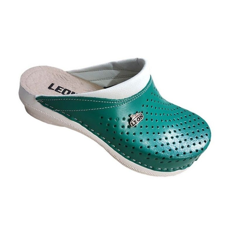 Saboti medicali, unisex, din piele, verde, Leon PU100 36