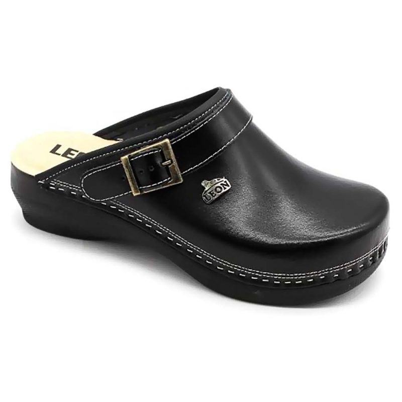Saboti medicali, unisex, din piele neperforata, negru, Leon PU101 42