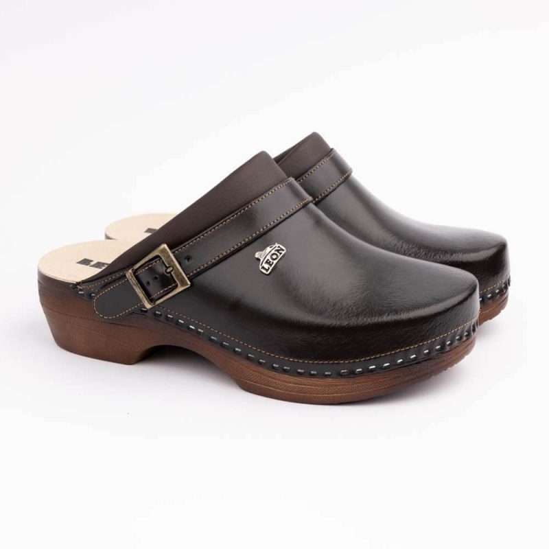 Saboti medicali, unisex, din piele neperforata, maro, Leon PU101 42