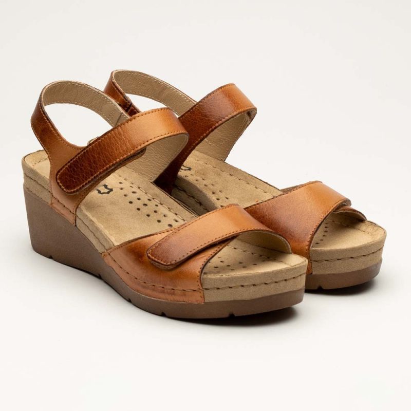Sandale Leon 1041, din piele, de vara, maro 41