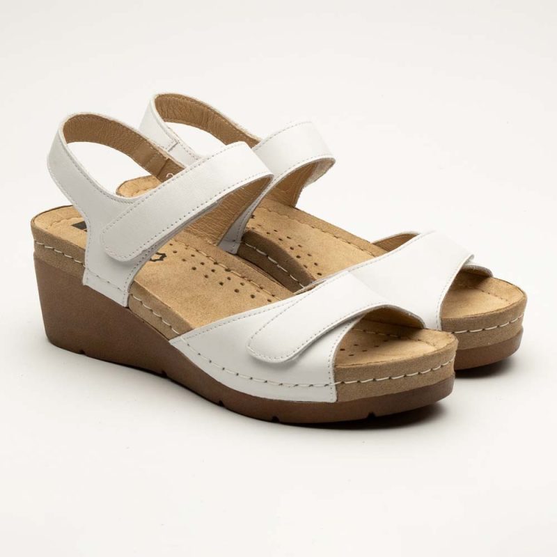 Sandale Leon 1041, din piele, de vara, alb 41