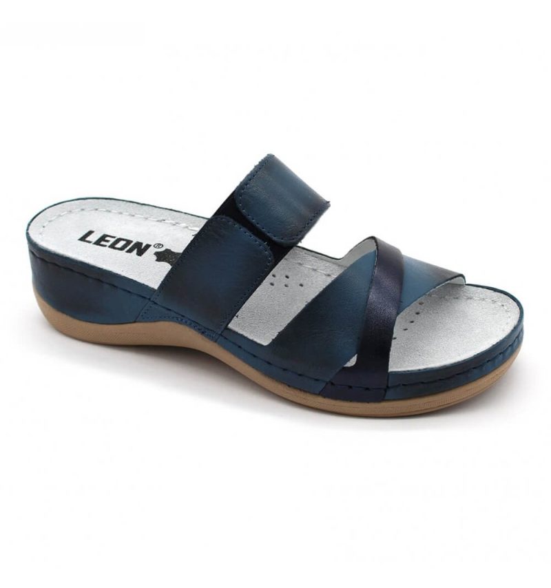 Saboti dama, din piele, de vara, Leon 909, bleumarin 40