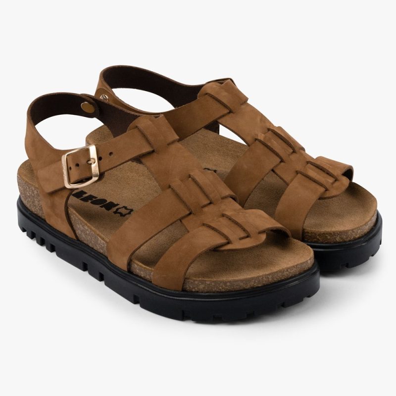 Sandale de dama Leon 6300, de vara, din piele, maro