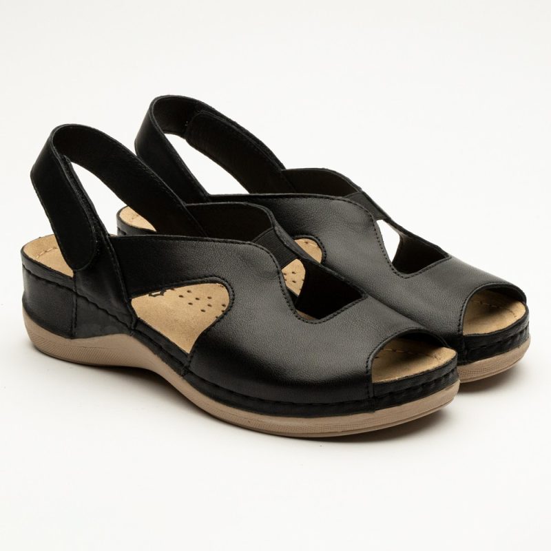 Sandale Leon 924, de vara, din piele, negru