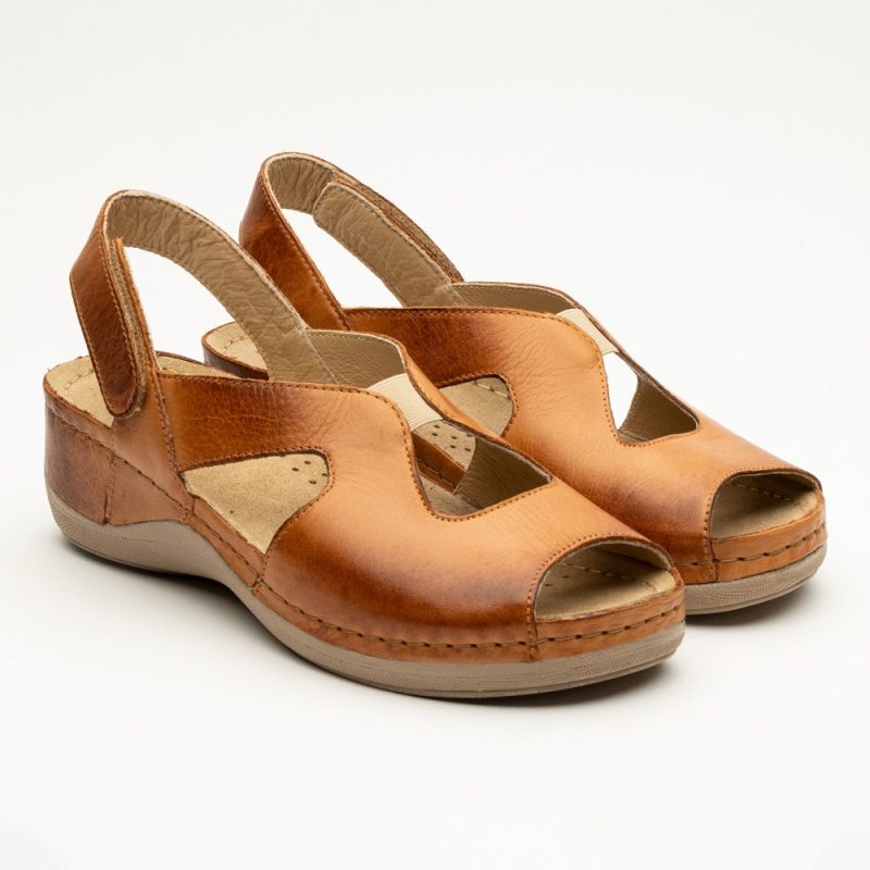 Sandale Leon 924, de vara, din piele, maro 40