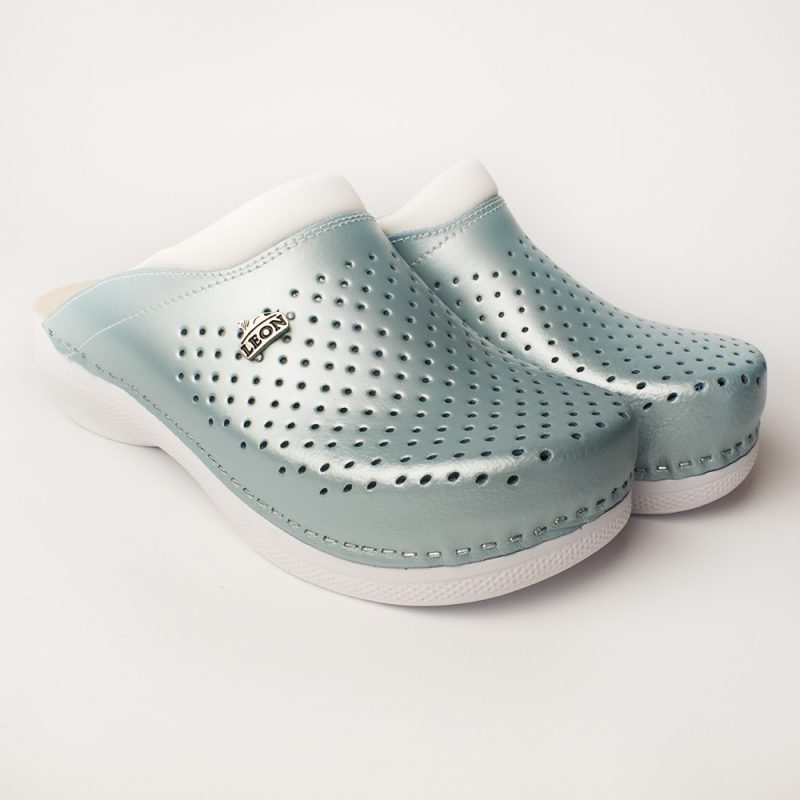 Saboti medicali, unisex, din piele, verde menta, Leon PU100