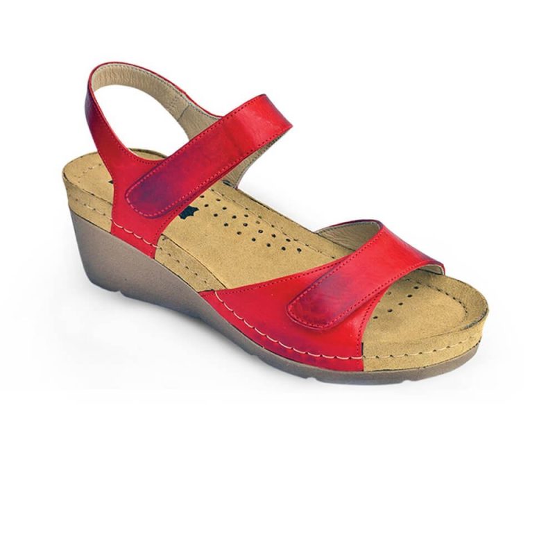Sandale Leon 1041, din piele, de vara, rosu 39